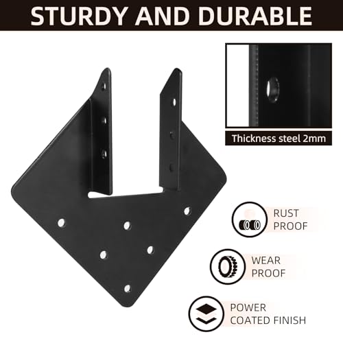 Hurricane Ties for Rafter, 12-Gauge Hurricane Tie for 2x4 Post(Inner 1.5x3.5), Heavy Duty Joist Hangers for Roofing Trusses Wood Timber Steel Connectors, Black with Screws 8 Pcs