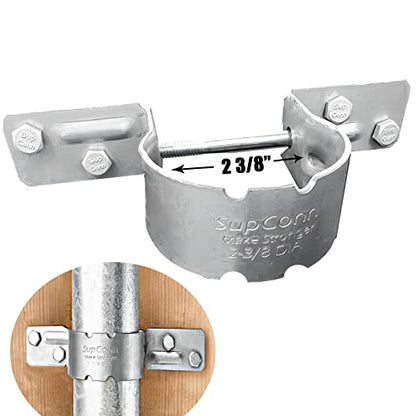 2-3/8" Fence Bracket,12Pcs Galvanized Pipe Grip Tie for Metal Posts - size: 12pcs
