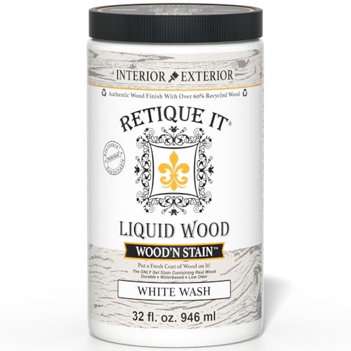 Retique It Wood'nStain - Liquid Wood Gel Stain Interior/Exterior (32 oz (Quart), 99 White Wash) - color: 99 White Wash, size: 32 Fl Oz