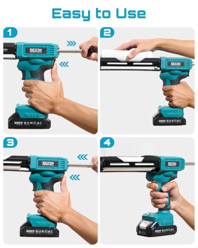 SEESII Electric Dual Cartridge Epoxy Gun 400ML (1:1) with 2 Batteries - color: Dark Navy Blue