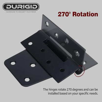 2 Pack 3-1/2 Inch Shed Door Hinges Gate Hinges, Gate Hinges Heavy Duty for Wood Fence Barn Door, Offset Screw Holes, Matte Black Powder Coating