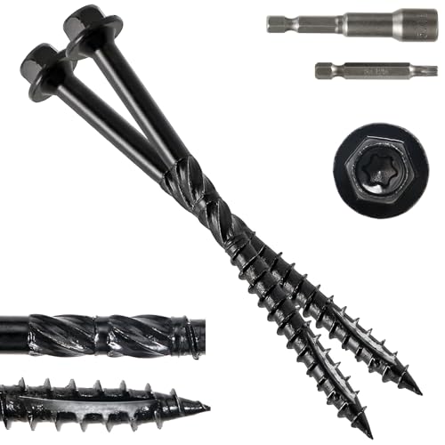 #14 x 4 Wood Structural Screws - color: Black, size: 4 Inch