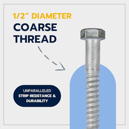 1/2 x 3-1/2 (25 Pack) Lag Screw Kit, 25 Screws and 25 washers, Hot Dip Galvanized, Meets ASME B18.2.1 Industrial/Commercial Grade by Makers Bolt - size: 1/2 x 3-1/2