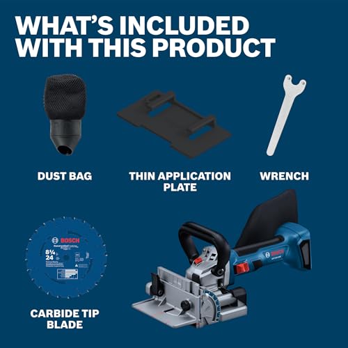 BOSCH GFF18V-086N 18V Brushless Biscuit Joiner - Cordless Woodworking Tool for Accurate Joints, Adjustable Cutting Depth, Dust Extraction Port, Ergonomic Design for Cabinetry & Furniture Making