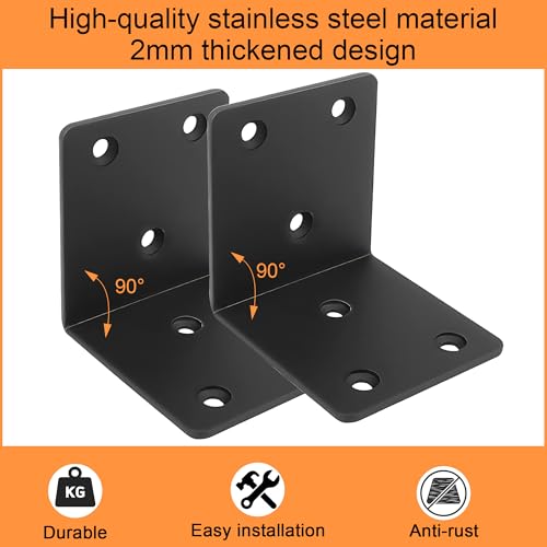50PCS Black L Brackets Corner Bracket 1.5"x1.5"x1.5", Heavy Duty Corner Brace for Wood, Right Angle Brackets, 40MM 1.5Inch Wide 90 Degree Bracket for Wooden Frame Furniture Shelves Chairs - size: 1.5"x1.5"(Black)