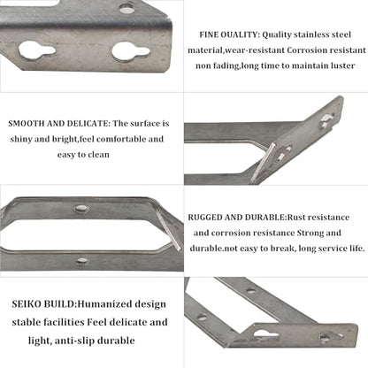 4PCS Heavy-Duty Trapezoid Brackets, Stainless Steel Corner Braces, Triangle Support Connectors for Furniture, Shelves, Wood Projects