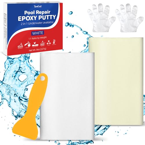 Epoxy Putty White - 8oz / 227g 2‑Part Fast Repair Pool & Plumbers Putty, Strong Adhesive Seals leaks, Cracks, Holes; Works Underwater & Above‑Water. Bonds Metal, Tile, Plastic, Ceramics for Sculpting