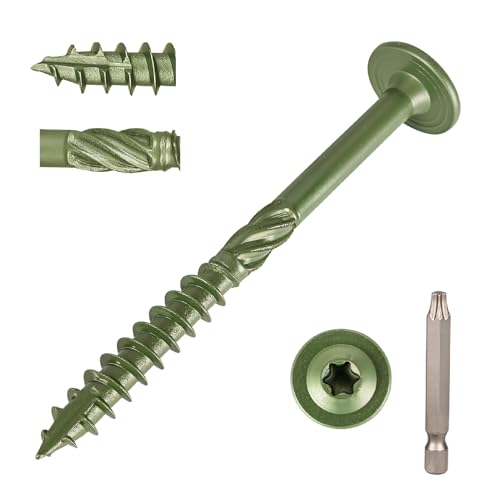 T.K.Excellent 50-Pack #14 x 6 Inch Zinc Plated Structural Lag Screws – Heavy Duty Exterior Wood Screws with Washer Head, Torx T30 Drive, Rust Resistant for Deck, Fence, Timber Framing - size: #14 x 6