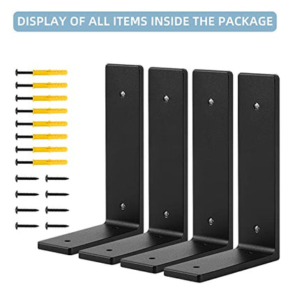 6"x 4"Shelf Brackets,L Shelf Brackets, die-cast Formation, Vertical Angle, Premium Alloy Metal Heavy Duty Shelf Bracket, high Strength Mounting Hardware Included, Corner Brace Joint,Pack of 4 - size: 6 inch x 4 inch die-cast