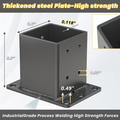 4x4 Post Base 2 Pcs, 12 Gauge 4x4 Post Bracket - size: 4x4