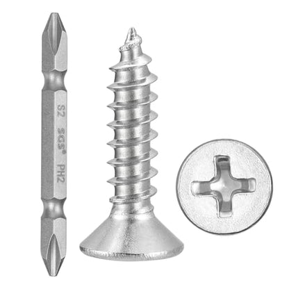 METALLIXITY 101Pcs #6x5/8 Countersunk Phillips Wood Screws Kit SS304 - color: Silver, size: #6x5/8"