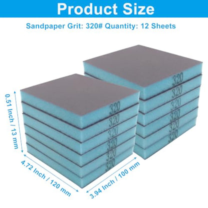 12 Pcs 320 Grit Sanding Sponge - size: #320