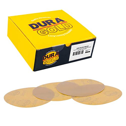 Dura-Gold Premium 6" Gold Sanding Discs, 1500 Grit, Hook & Loop, Box of 50 - size: 1500-Grit