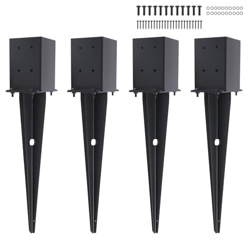 4 Pcs 22-inch 4"x4" Fence Post Anchor Ground Spike(Internal 3.6"x3.6") - size: 4, style: 4"x 4"