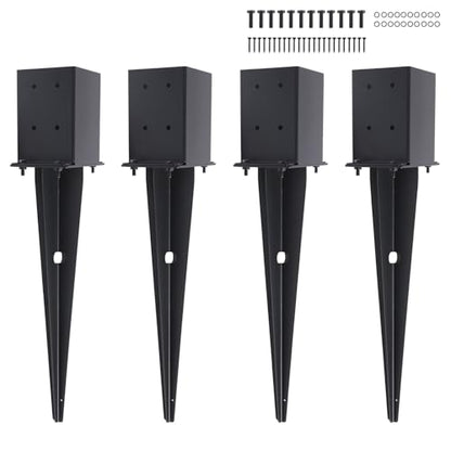 4 Pcs 22-inch 4"x4" Fence Post Anchor Ground Spike(Internal 3.6"x3.6") - size: 4, style: 4"x 4"
