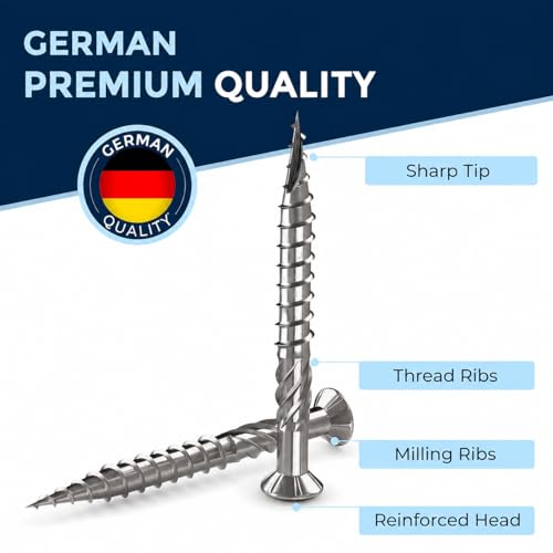 #10-2" | Deck Screws 5x50 mm Stainless Steel A2 Exterior Rust Resistant Screw 5mm Strong 100 Piece Wood Screws Torx 50mm Long Wood Srew - size: 50 mm ≈ 1.97 in