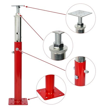 2 PCS Adjustable House Jacks Post for Leveling, 19"-36"(1'7"-3'), Red - color: Red