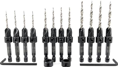 FTG USA 12 Pc Set (4 Each #4#6#8) Tapered Countersink Drill Bit Hex Shank - size: #4#6#8, style: Same Sort 4 Pc