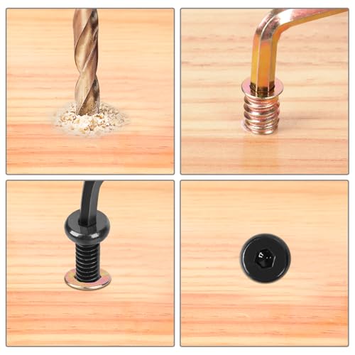 M6-1.0 (30 Sets) Furniture Bolts and Nuts Assortment Kit, M6 x 25mm Furniture Screws and M6 x 15mm Threaded Insert Nuts with Allen Wrenches, Screw-in Nuts for Wood Furniture Assembly Connector - size: M6 x 25mm