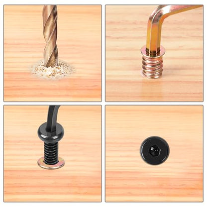 M6-1.0 (30 Sets) Furniture Bolts and Nuts Assortment Kit, M6 x 25mm Furniture Screws and M6 x 15mm Threaded Insert Nuts with Allen Wrenches, Screw-in Nuts for Wood Furniture Assembly Connector - size: M6 x 25mm