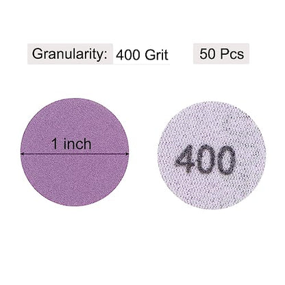 uxcell 50Pcs 1-Inch Purple Sanding Discs 400 Grits Hook and Loop Professional Aluminum Oxide Sand Paper Mini Size for Wood Metal Paint Finishing - style: 400 Grit