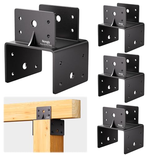 Post Anchor Connector Post Base Bracket for Supporting Wood Beams (4Pack, 6x6-4x6) - size: 6x6-4x6, style: 4Pack