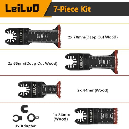 LEILUO 7Pcs Oscillating Tool Blades Wood, Japanese Teeth Multitool Blades