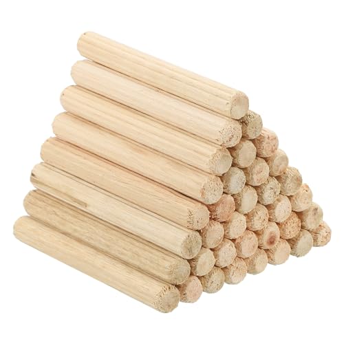 PATIKIL 1/4" x 2"(6 x 50mm) Wood Dowel Pins, 60 Pack Fluted Wooden Dowel Pin Straight Groove Rods for Furniture Door Art Crafts Projects - size: 1/4" x 2"