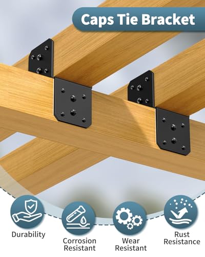 4x4 Hanger Bracket, T Post Caps Brackets for Wood, Black-4PCS - color: Black-4PCS
