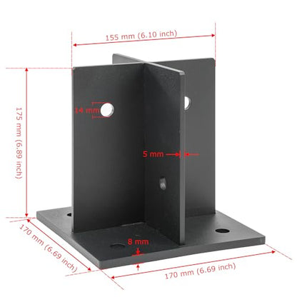 Heavy Duty 6x6 Concealed Post Base for Concrete, 5/16" Thick Steel