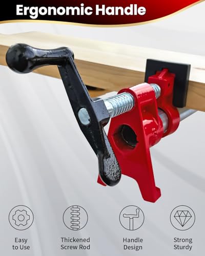 3/4 Inch Pipe Clamps, 6 Pack Wood Gluing Clamp Set with Soft Pads - style: Red, 3/4 IN with Pads