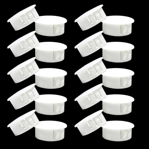 1"/25 mm White Plastic Plug for Round Hole, Door Screw Hole Cover - style: 25mm (1")