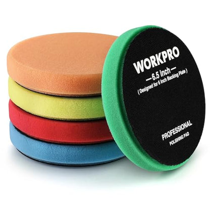 WORKPRO 6.5 Inch Buffing Sponge Pads, 5 PCS - size: 6.5×6.5×1inch