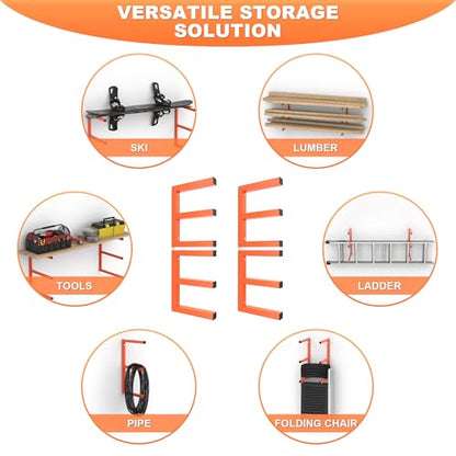 Ultrawall Lumber Storage Rack, Wall Mount Wood Storage Racks - color: Orange
