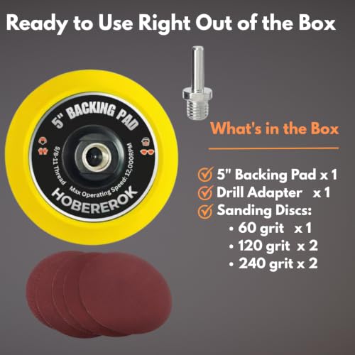 5" Hook and Loop Backing Pad, 5/8"-11 Angle Grinder Sanding Pad