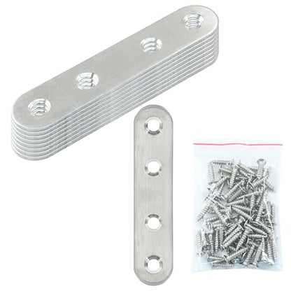 16 Pack 3 Inch Stainless Steel Flat Plate Straight Bracket - size: 3"-80mm-Silver