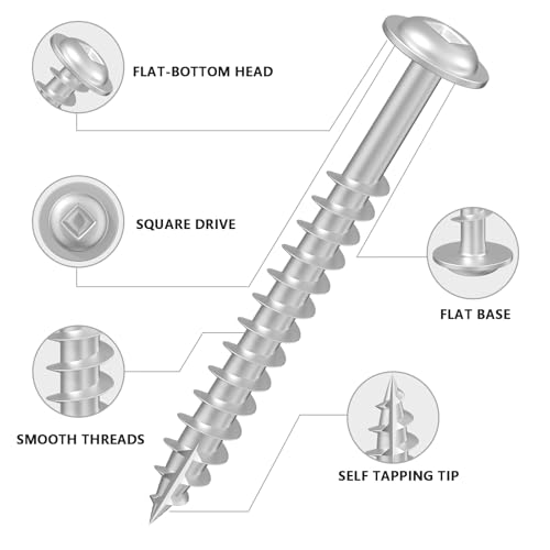 Wensilon Pocket Hole Screws, #8 x 1, Square Drive, White, 5lbs 1049pcs - color: Silver, size: 8*1"