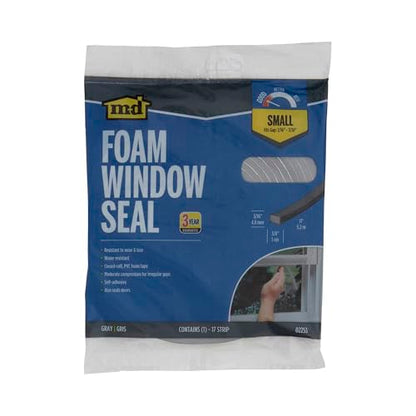 MD Building Foam Window Seal for Small Gaps, Gray, 3/16in x 3/8in x 17ft - color: Gray, size: 3/16" x 3/8" x 17'