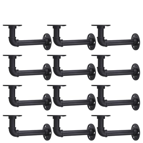 MUZIK 12Pc 7"×4" L Pipe Shelf Bracket, Heavy Duty Wall Mount, DIY Shelving - size: 7*4 Inch, style: 12 Pack