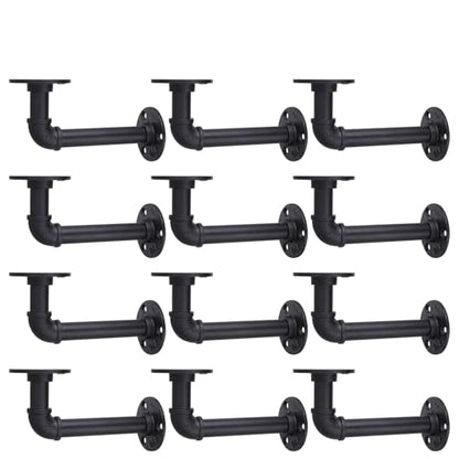 MUZIK 12Pc 7"×4" L Pipe Shelf Bracket, Heavy Duty Wall Mount, DIY Shelving - size: 7*4 Inch, style: 12 Pack