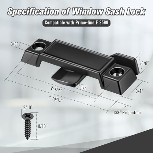 Saillong 6 Pack Window Sash Locks Compatible with Prime-Line F2590, Black - color: Black