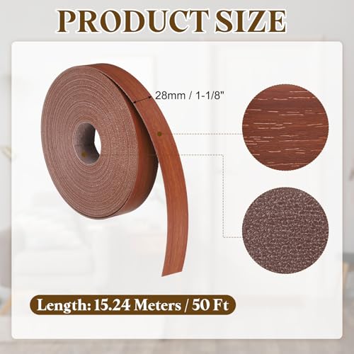 uxcell 1-1/8 Inchx50ft Wood Veneer Edge Banding Pre-Glued Flexible - size: 1-1/8 Inch x 50ft