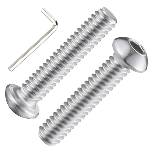 Wensilon (50Pcs) 1/4-20 * 1-1/2 Button Head Socket Cap Bolts Screws, 304 Stainless Steel, Allen Hex Drive, Bright Finish, Fully Machine Thread - color: Silver, size: B 1/4-20*1-1/2