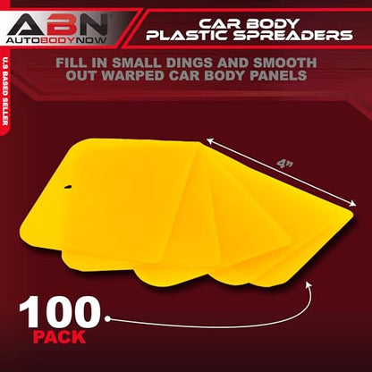 ABN Auto Body Filler Plastic Spreaders - 100pc Plastic Spreader Bulk Reusable 4in Set for Fillers, Putties, and Paint