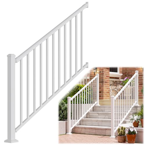 Egadis 36 in x 6 ft Modular Stair Railing Kit, ASTM Certified, White - color: Stair 5ft- 1Post 1Panel