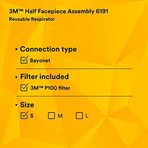 3M Half Facepiece Reusable Respirator Assembly Kit 6191, Small, 1 Kit