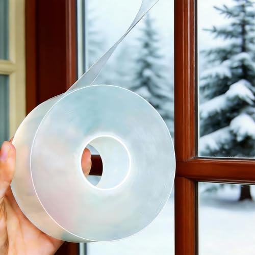 Window Sealing Tape 2 Inch x 66 FT Transparent Weather Stripping Residue-Free Clear Window Insulation Tape for Windows ac Insulation Glass Gaps Tape Door Windproof - style: 2 Inch x 66 Ft