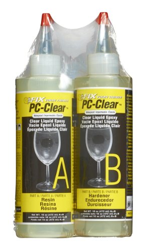 PC Products PC-Clear Epoxy Adhesive Liquid, 16oz in Two Bottles, Clear 70161 - size: 16 oz Two Bottles, 1-Pack