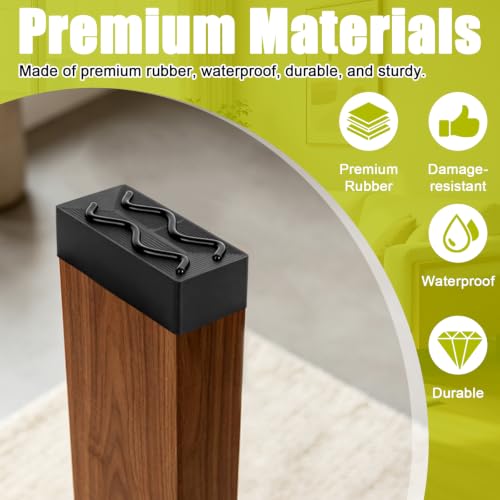 Gosknor 4pcs 2x4 Wood Post End Caps, Rectangle Silicone Leg Covers(Black)