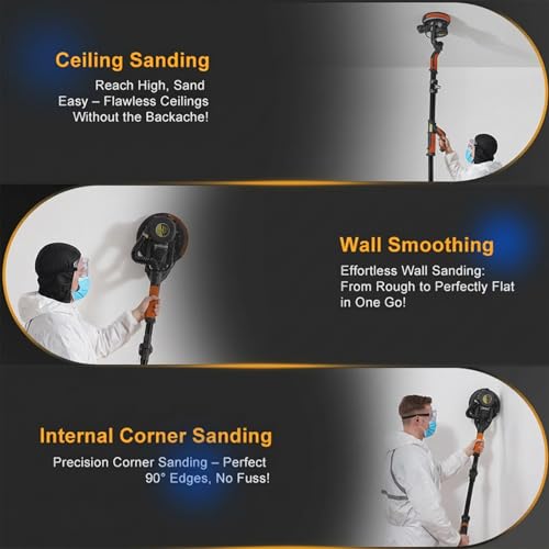 Drywall Sander with Vacuum, 780W 7-Speed Popcorn Ceiling Removal Tool